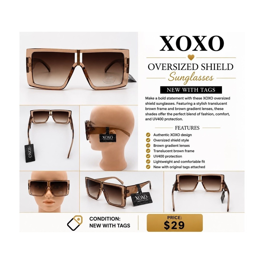 XOXO Oversized Square Shield Sunglasses - Brand New